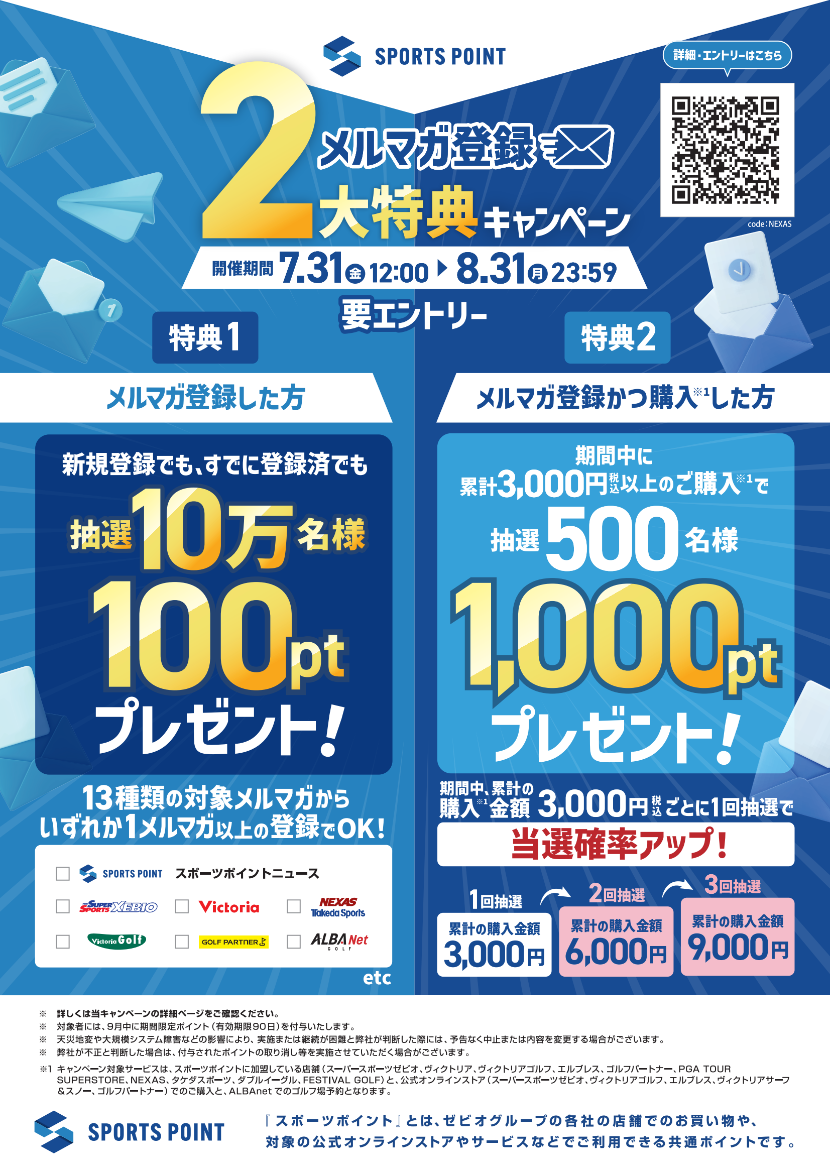 スポーツポイントメルマガ登録2大特典キャンペーン1
